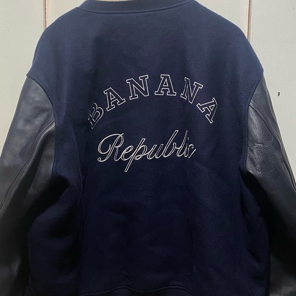 Banana Republic Blue and Black Varsity Jacket - Picture 11 of 13